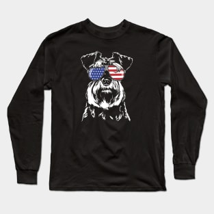 Proud Miniature Schnauzer American Flag patriotic dog Long Sleeve T-Shirt